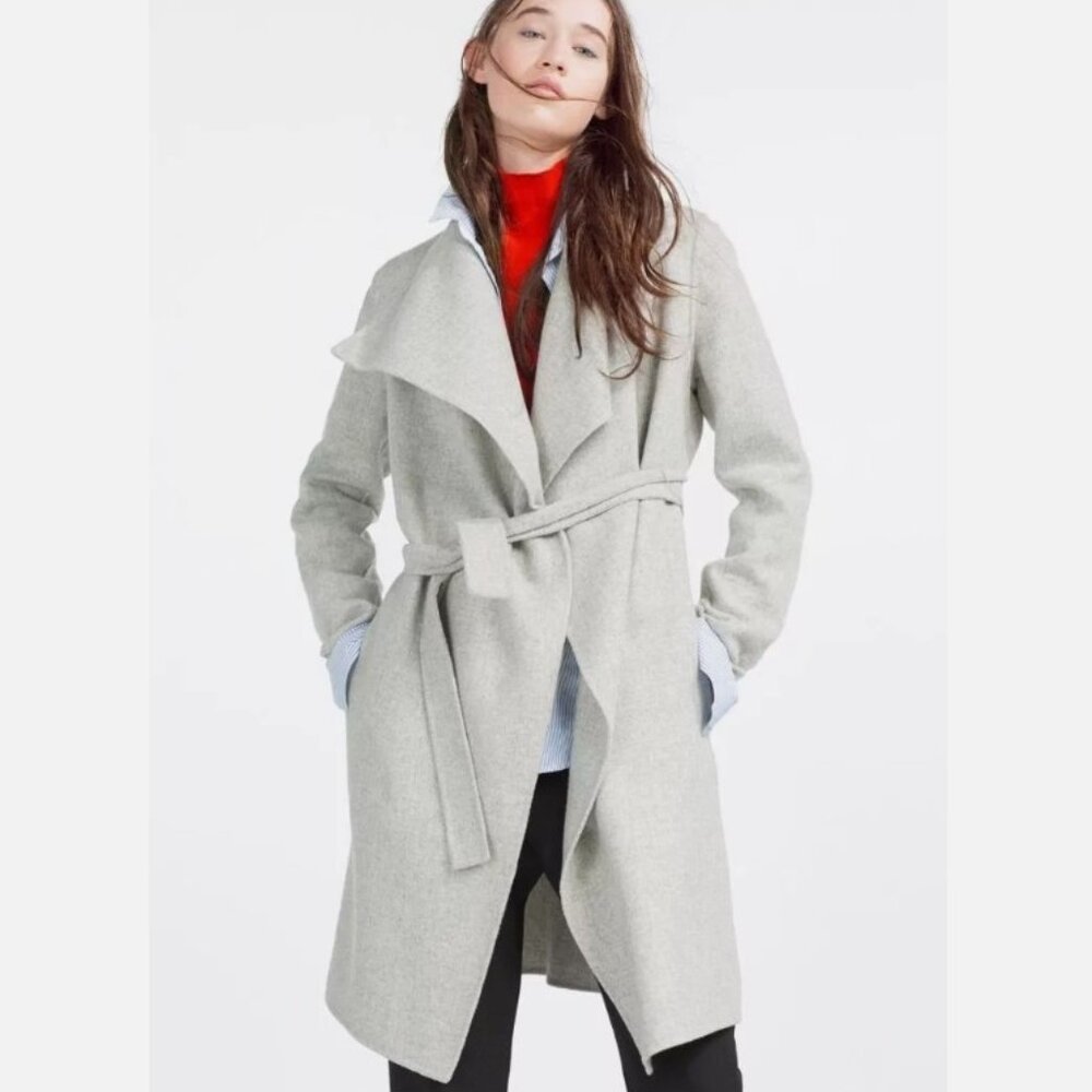 Zara EUC Size XS Wrap Coat Jacket with Belt